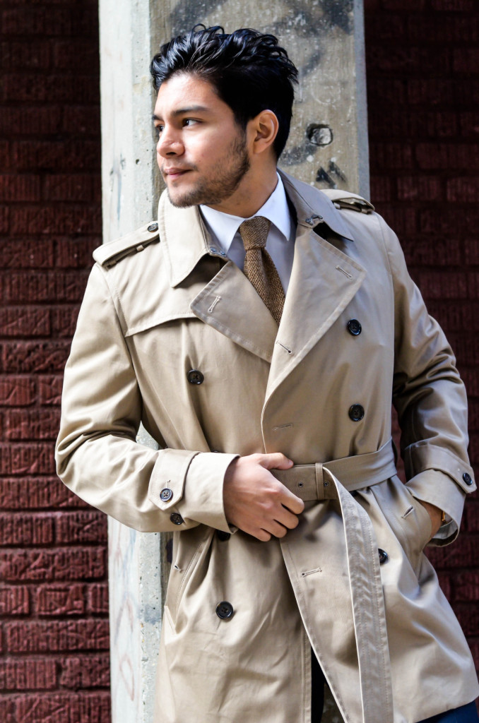 dandy in the bronx trench coat with a navy suit