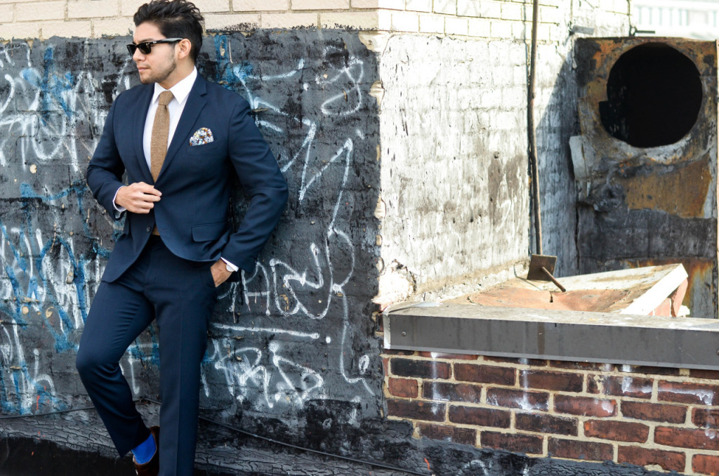 dandy in the bronx trench coat with a navy suit