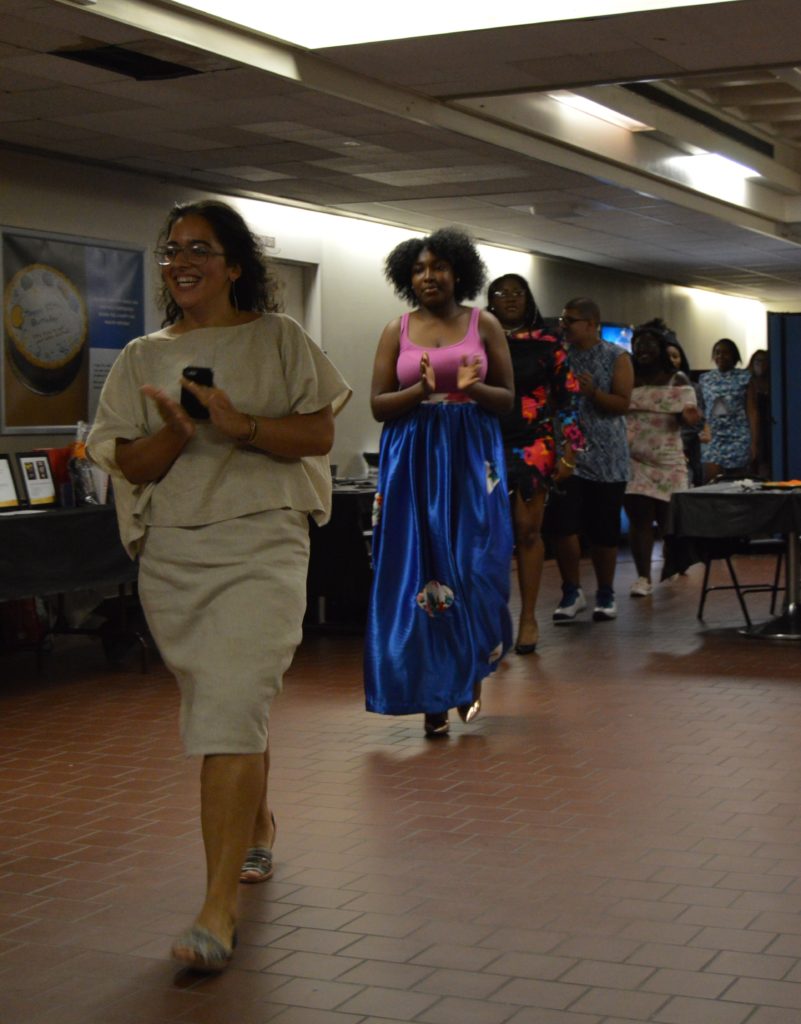 Jesenia Lopez and The COVE Summer 2017 Youth Producers showing off their custom outfits at NCB. 