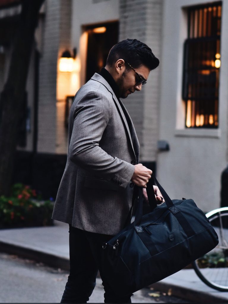 blazer and turtleneck combo and boots