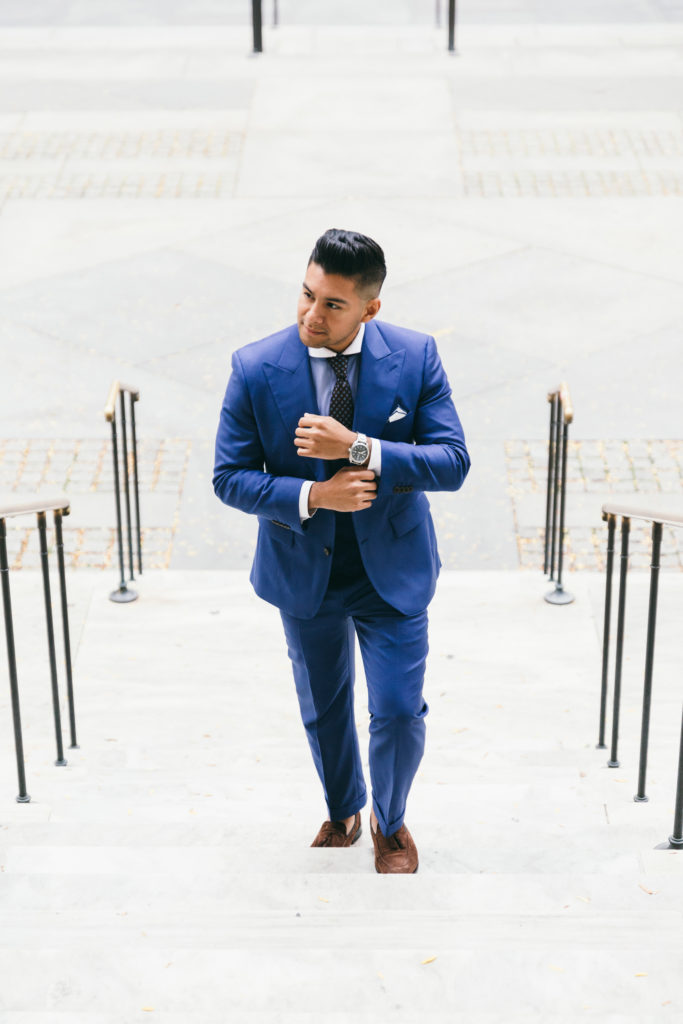 institchu blue three piece suit with custom lining - dandy in the bronx