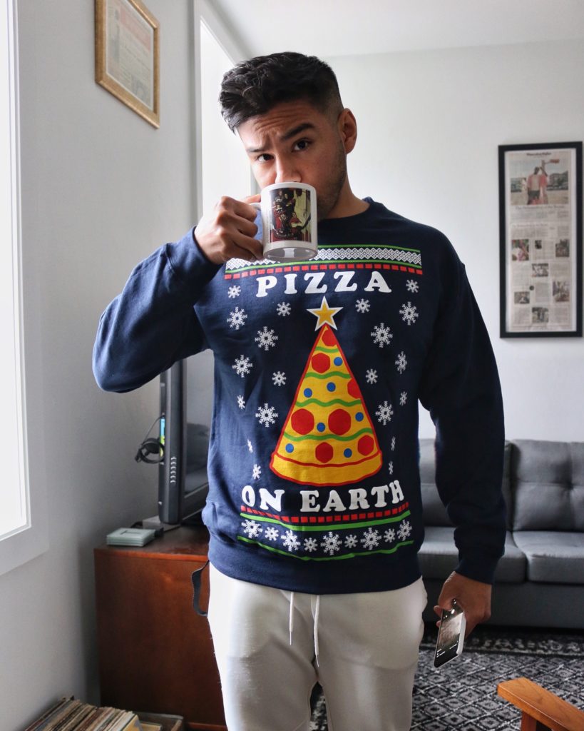 Hybrid Mens Pizza On Earth Holiday Pullover Suit Vest