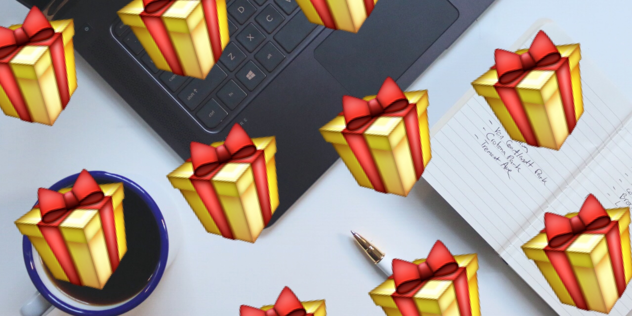 Laptop with gifts on it