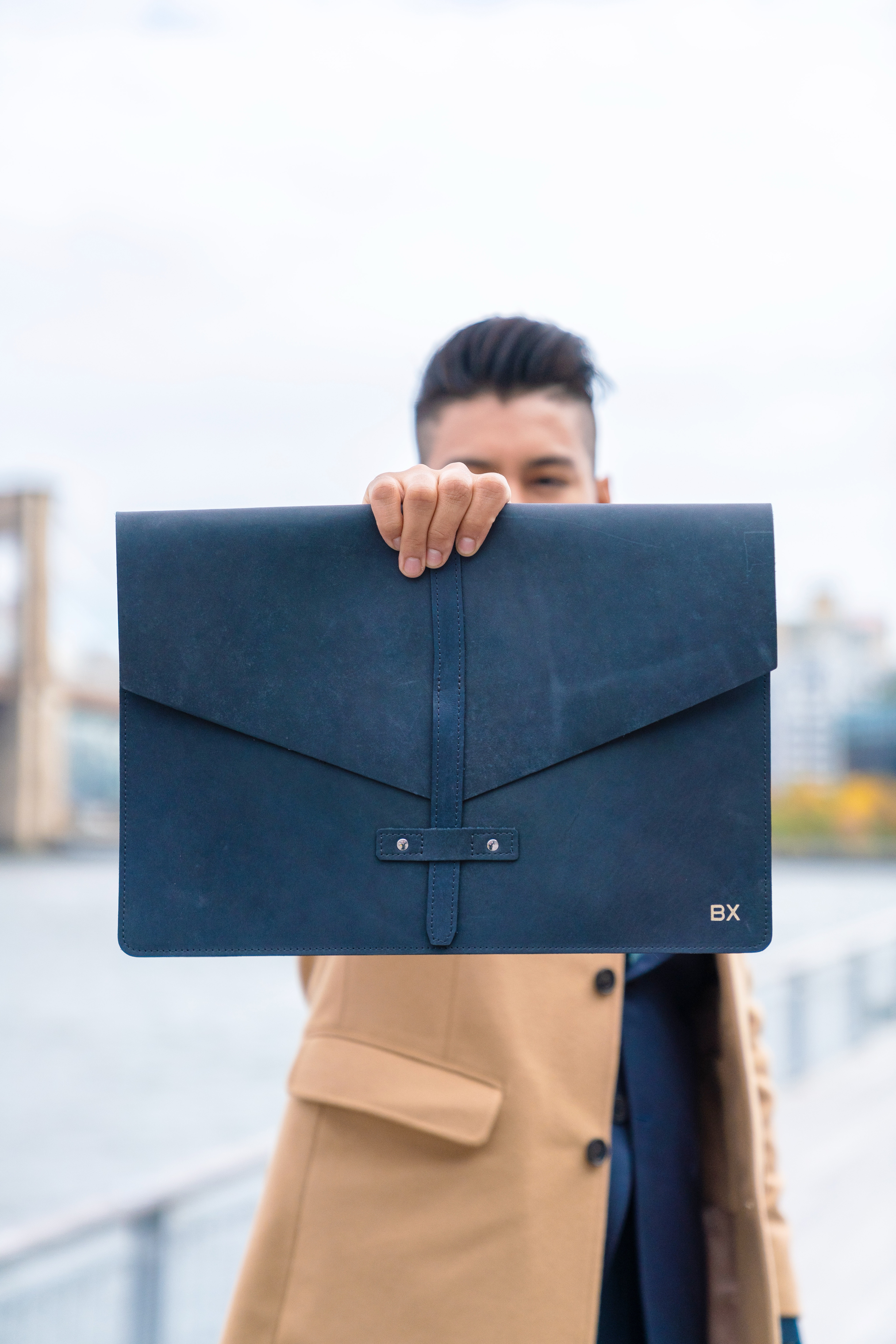 leather laptop sleeve for men slate collection - dandy in the bronx