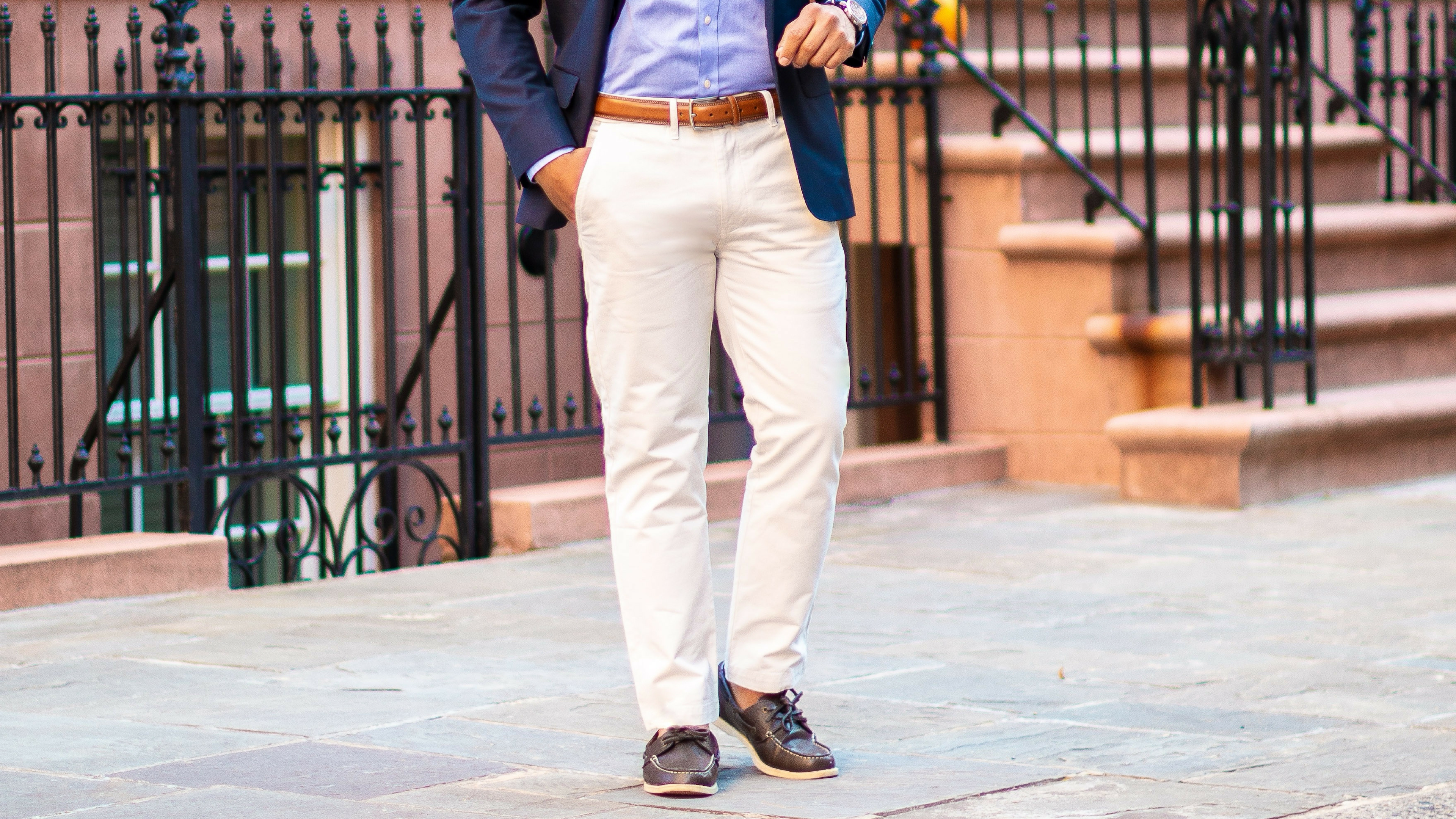 Navy Vertical Striped Blazer with White Pants Outfits For Men (31 ideas &  outfits) | Lookastic