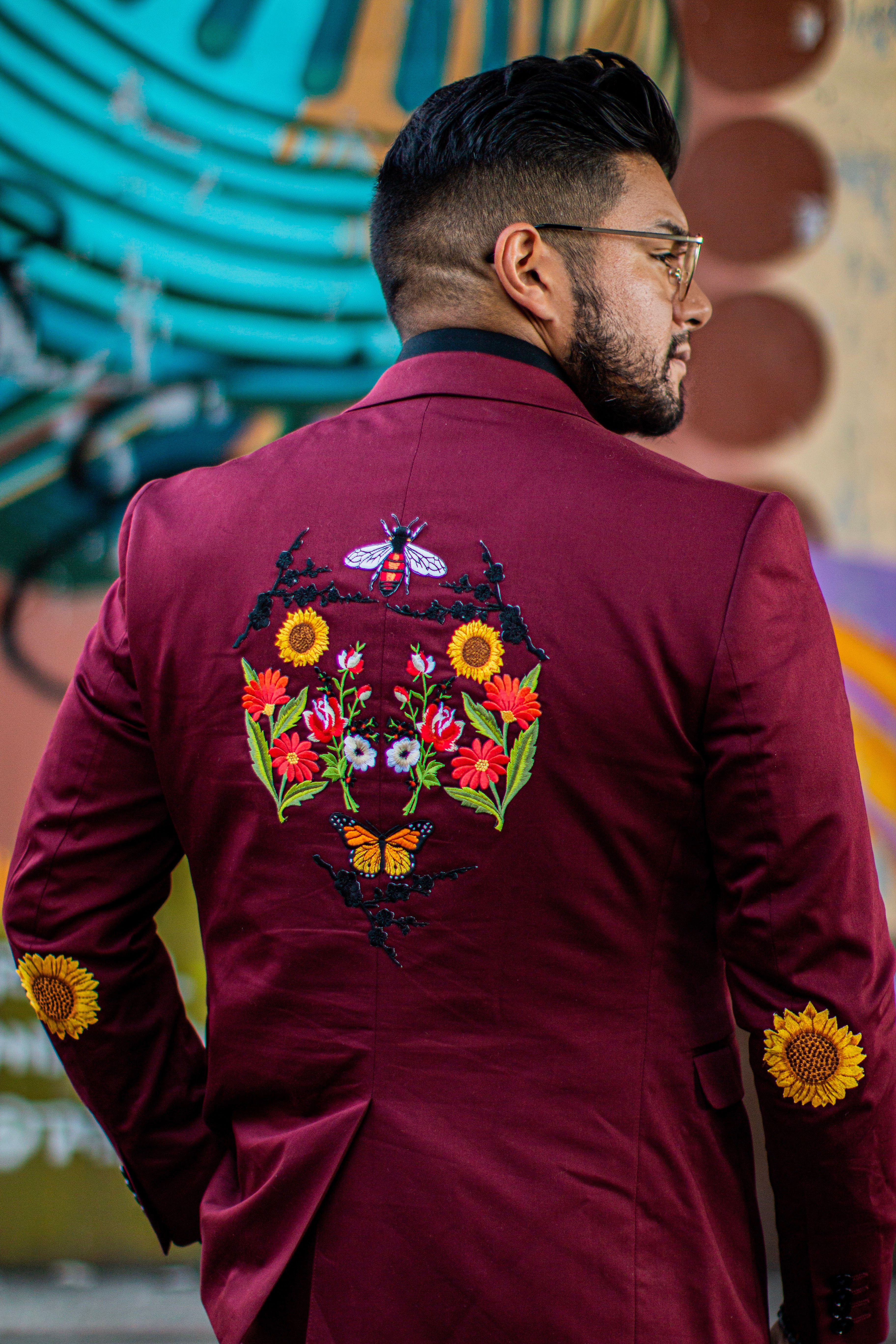 Designed by CHRISTIAN MONTERO | 6lineflorals | the bronx | dandy in the bronx | floral jacket custom made