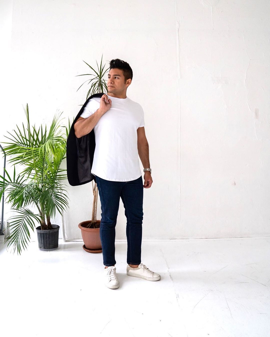BASICS by hill Classic T-Shirt with Drop Hem - white t shirt style - dandy in the bronx