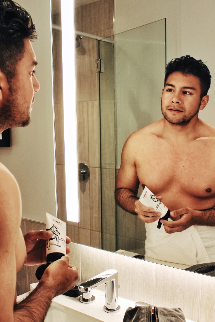 dandy in the bronx - SKIN CARE REGIMEN FOR MEN - shirtless latino man -