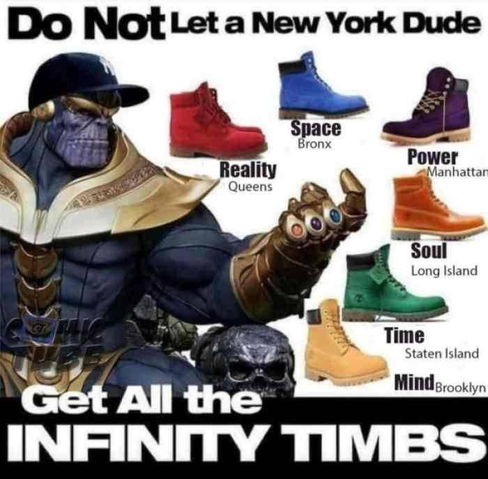 Watch out for the Infinity Timbs - do not let a new york dude get all the Infinity Timbs
