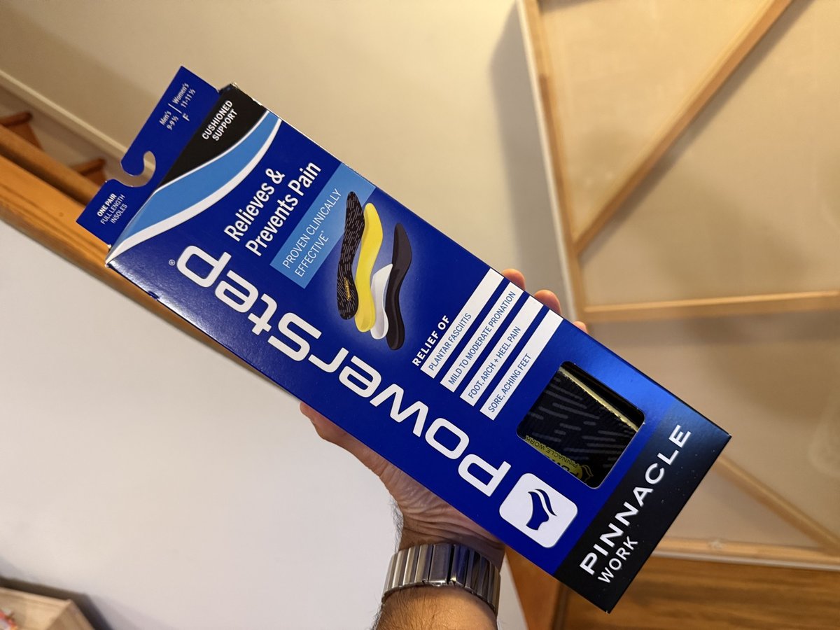 PowerStep Pinnacle Work insoles box, size F for men's 9 to 9.5